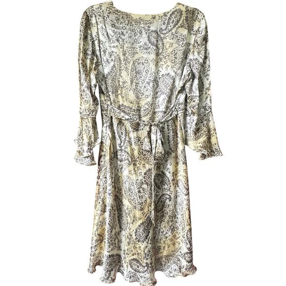 VTG Y2K 2000s Satin Paisley Metallic Midi Dress Sz 12 Fairy Lorelai Gilmore Alt - Picture 2 of 9